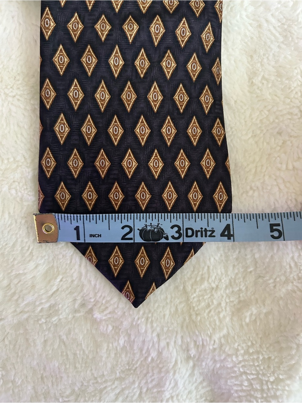 Umberto Bossi 100% Silk Tie – Roma Milano – Navy & Gold Geometric - GUC - Picture 4 of 7